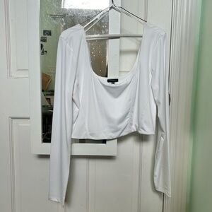 Dynamite White Corset Long Sleeve Crop Top